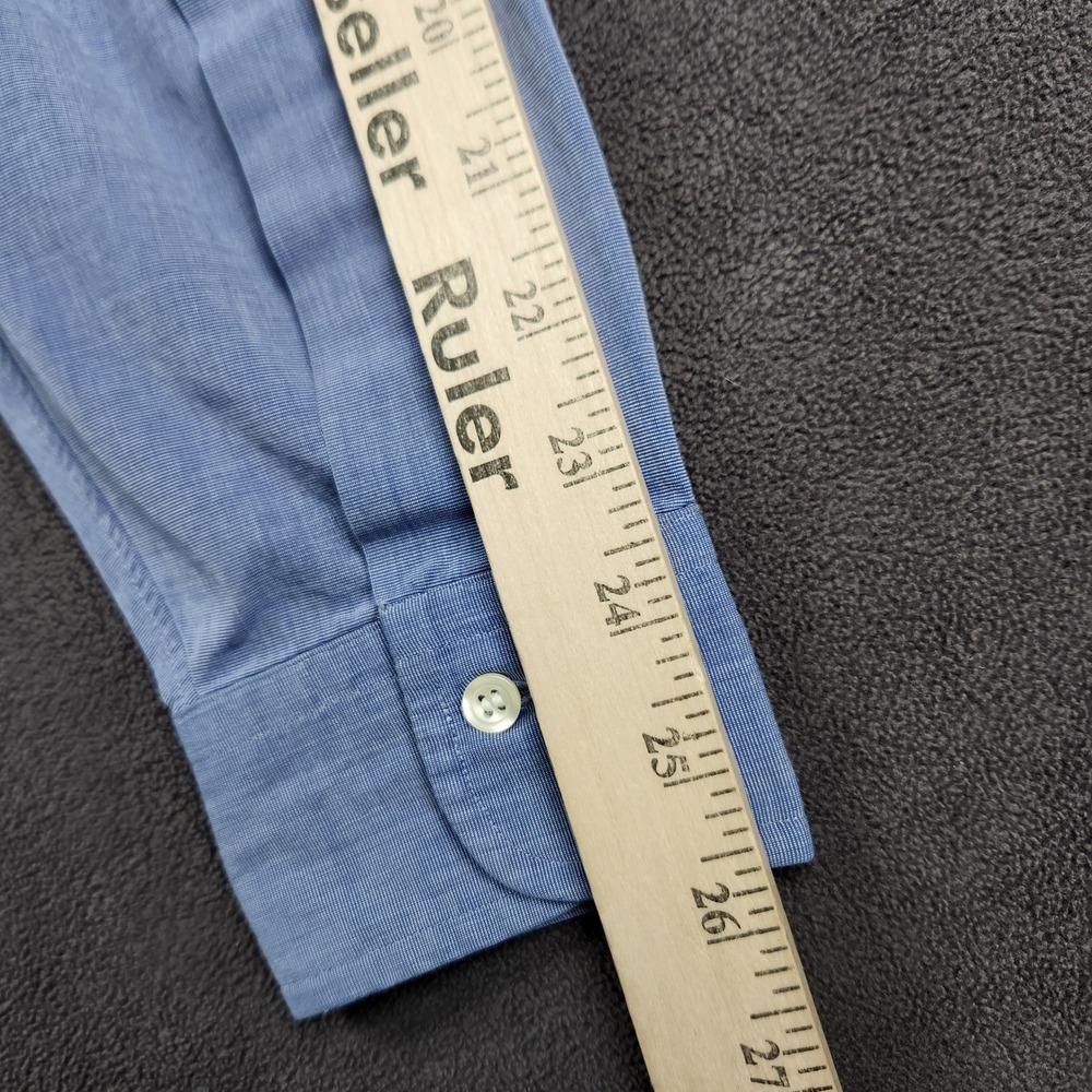 Brooks Brothers Dress Shirt Mens 15.5 35 Blue White Stripe Button Up Long Sleeve - Picture 9 of 10